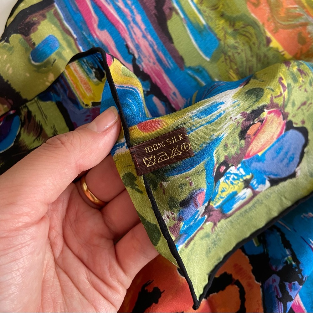 100% Silk Colorful Patterned Scarf - Picture 2 of 4